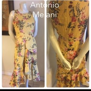 ANTONIO MELANI Yellow Floral Midi Dress